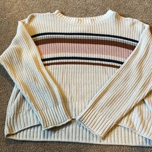 Pink brown blue striped sweater